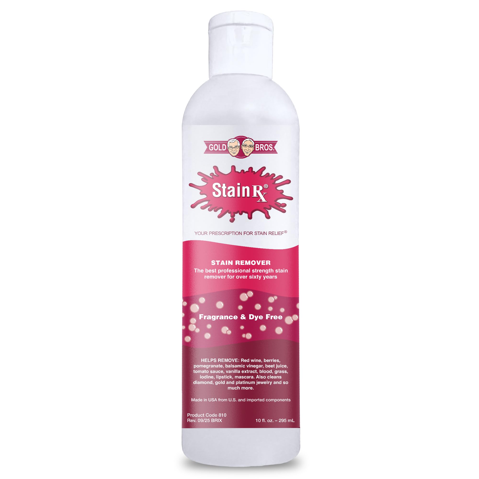 Stain Rx Stain Remover, Effectively Eliminates Stains from Wine, Berries & Blood on Fabrics, Carpets, Upholstery & Jewelry, Dye-Free, Free from