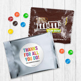 12 Pack Thanks For All You Do Personalized Candy Favor Bags Filled With Chocolate Coated Minis For Corporate Favors, Event Giveaways, Thank You Gifts
