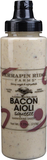 Terrapin Ridge Farms Bacon Aioli - Creamy Gourmet Spread with Smoky Bacon & Dijon Mustard - Gluten & Dairy Free, Keto Friendly,- 7.75 oz Squeeze
