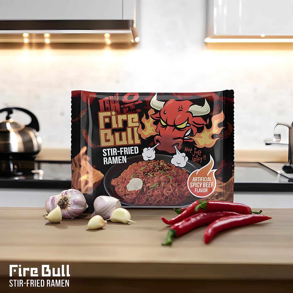 [Fire Bull Ramen] Intense Spicy Stir-Fried Ramen | Original Flavor | Authentic Korean Heat Meets Flavorful Delight | Thick, Chewy Noodles | Quick