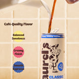 Laurels Coffee Classic Vanilla Latte Ready to Drink, Canned Iced Coffee Beverage with Organic A2 Milk, Smooth Vanilla Flavor, 80mg Caffeine, On-the-Go