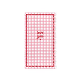 Bonjour Fête Gingham Valentine’s Day Guest Towels | Pink “Love You” Napkins for Galentine’s Parties, Girls Night & Bridal Showers | Paper Party