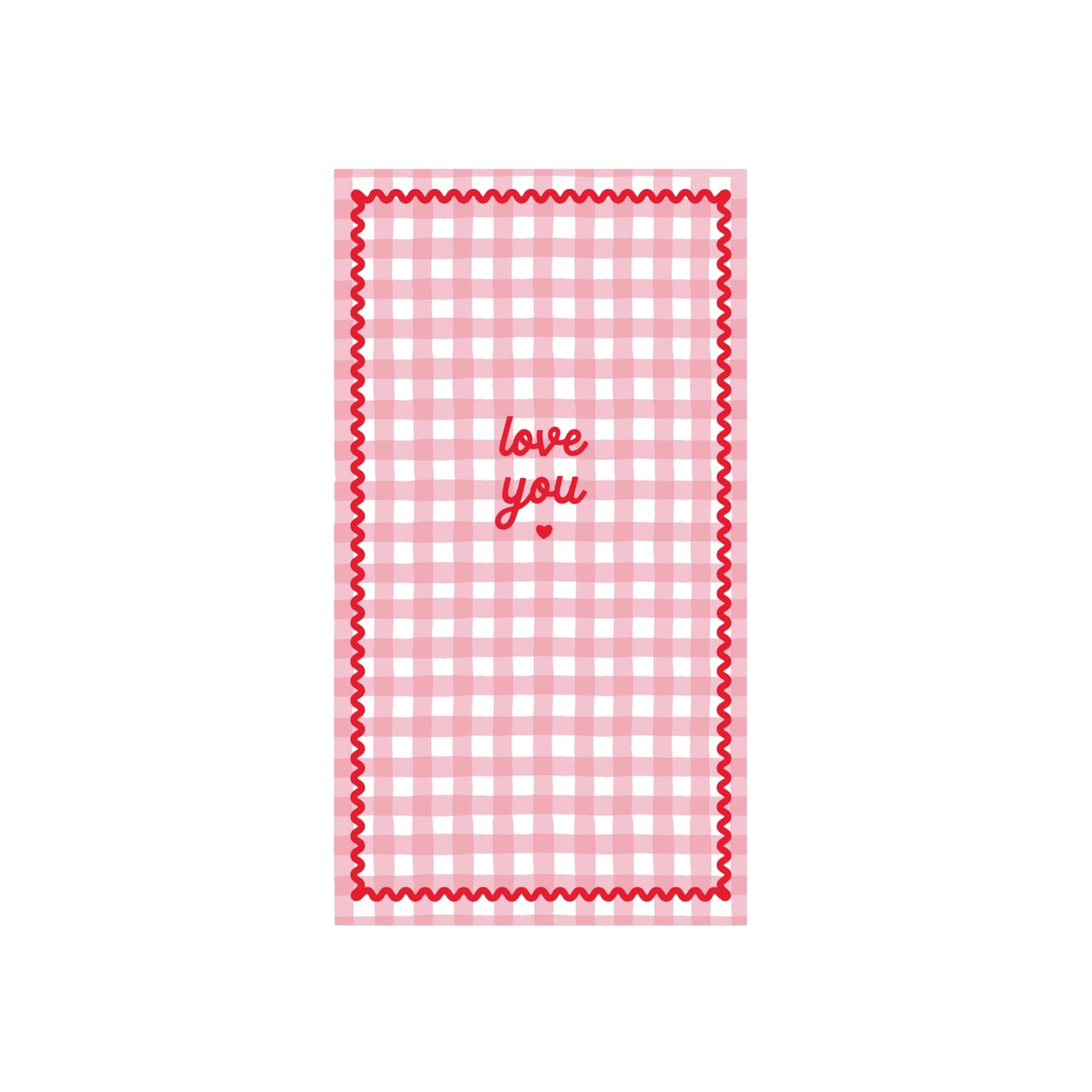 Bonjour Fête Gingham Valentine’s Day Guest Towels | Pink “Love You” Napkins for Galentine’s Parties, Girls Night & Bridal Showers | Paper Party