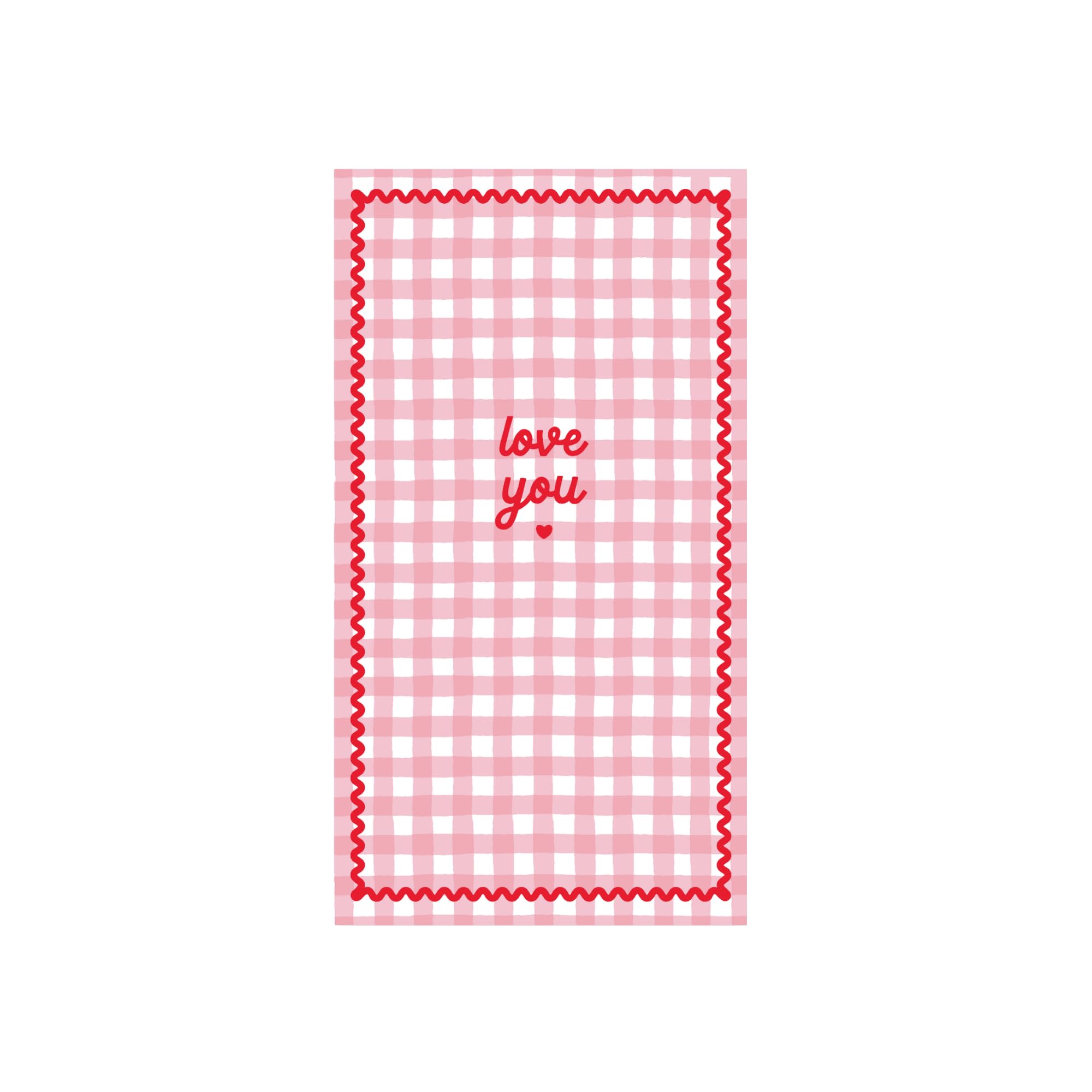 Bonjour Fête Gingham Valentine’s Day Guest Towels | Pink “Love You” Napkins for Galentine’s Parties, Girls Night & Bridal Showers | Paper Party