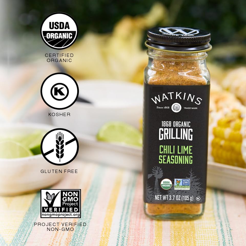 Watkins 1868 Organic Grilling Chili Lime Seasoning, 3.7 oz (Pack of 1)