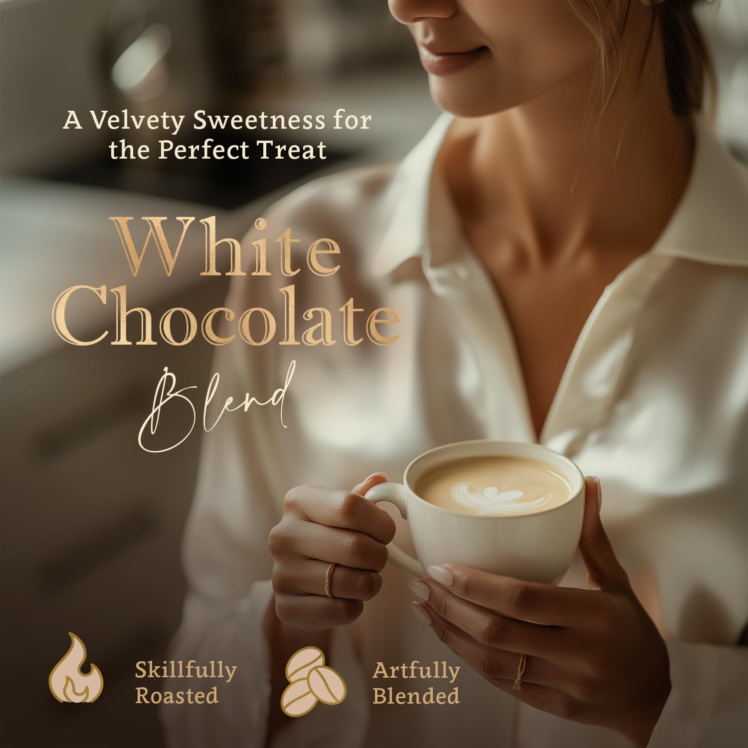 White Chocolate Flavored Whole Bean Coffee - 100% Arabica, Organic, No Artificial Sweeteners, Naturally Flavored, Medium Roast, Single Origin - by