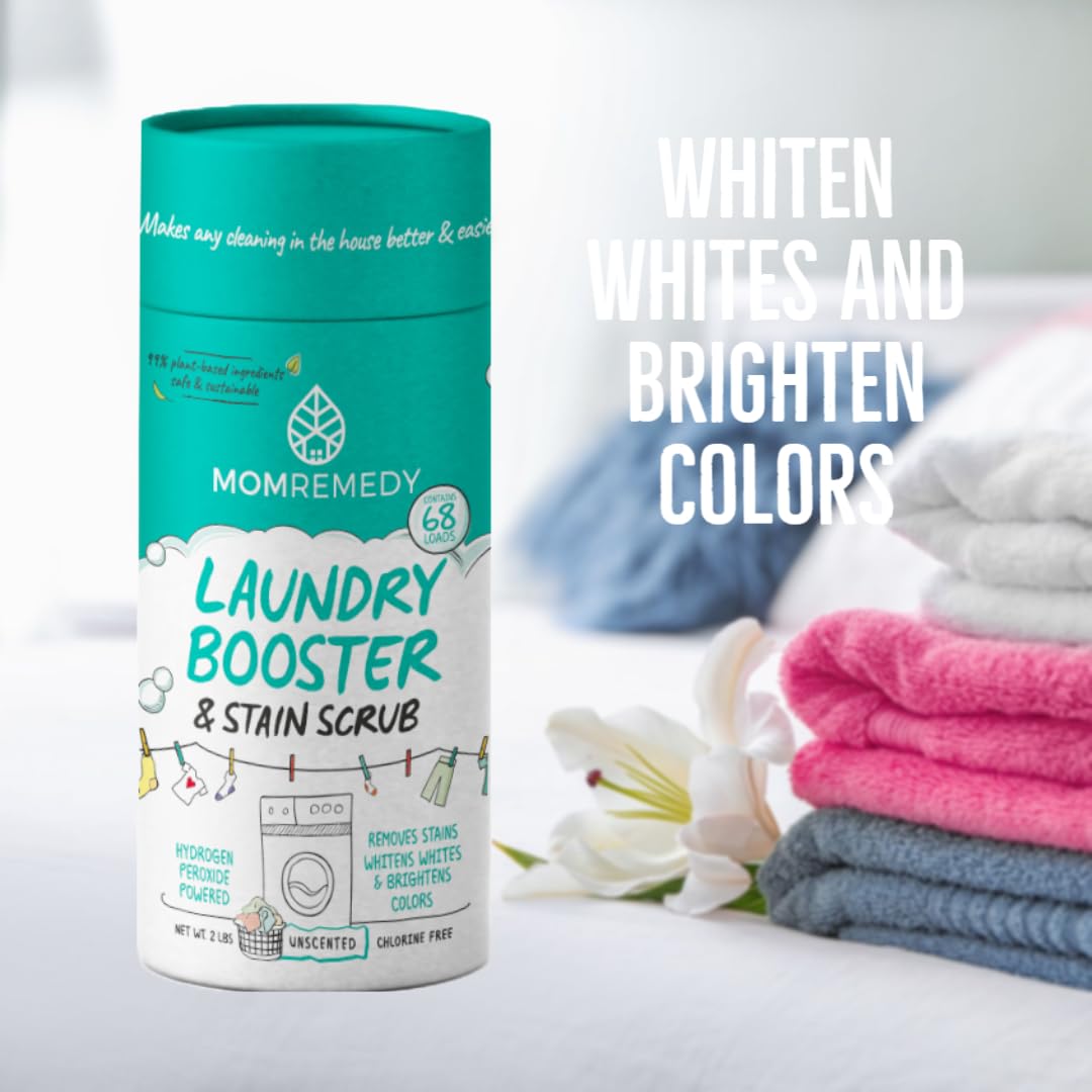Laundry Booster and Stain Remover Scrub, MomRemedy Oxygen Whitener, Whiten Whites and Brighten Colors, Remove Stains, Household Cleaning Scrub