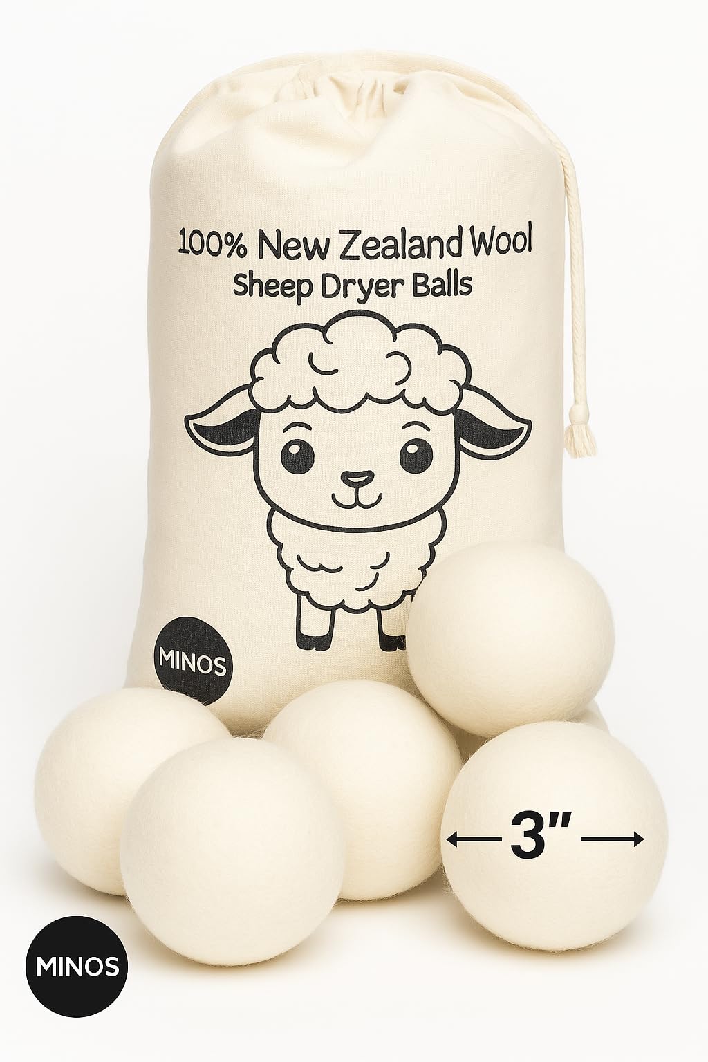 Natural Wool Dryer Balls | Reusable Natural Fabric Softener | Reduces Wrinkles & Drying Time | Large Dryer Balls is a Better Alternative to Plastic