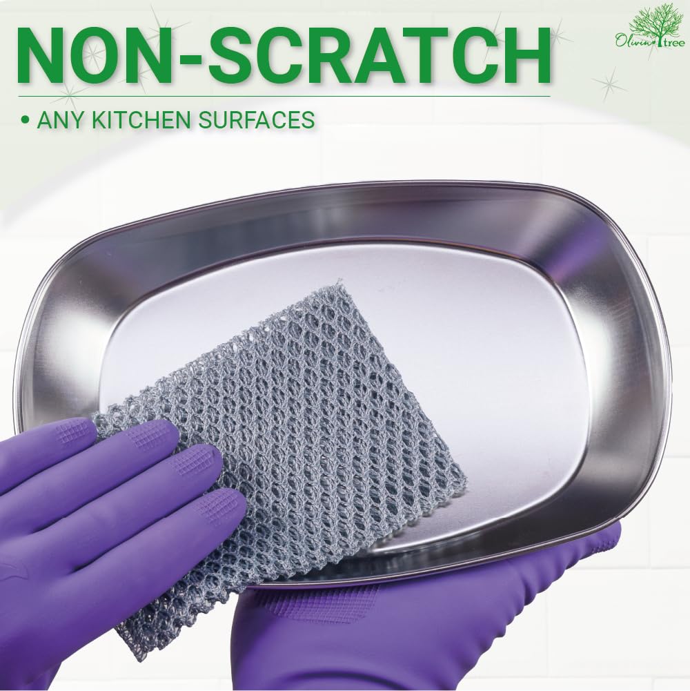Olivia tree 5pcs Monotone Dish Washing Net Cloths, Dish mesh net,Scourer, Quick Dry, Perfect Scrubber for Washing Dishes 11" X 11" Dish scubber