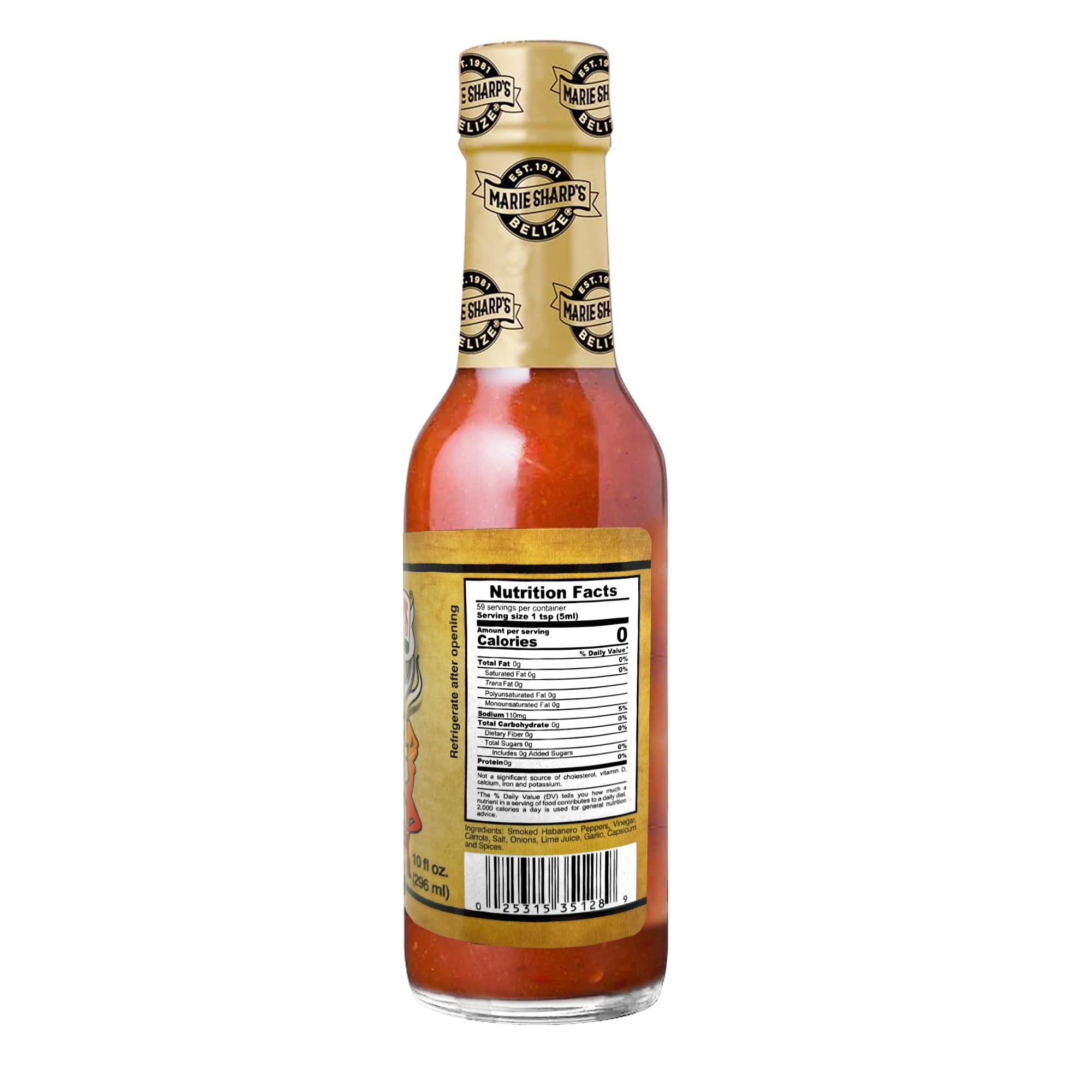 Marie Sharp’s Smokin’ Marie Smoked Habanero Sauce Special Edition, 10 oz | All-Natural Belizean Hot Sauce | Smoky & Spicy Flavor for Wings, Tacos