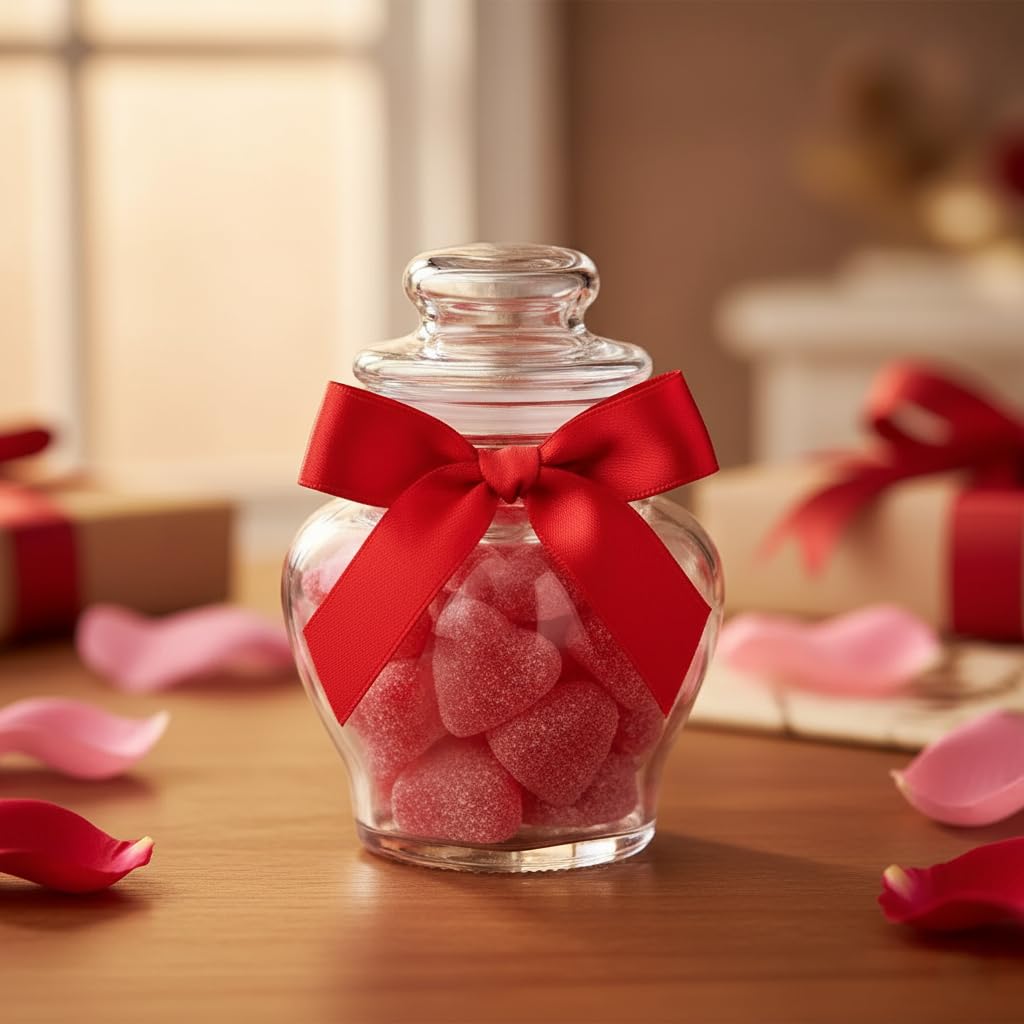 Valentine Heart Jelly Candy 8oz Soft Chewy Heart-Shaped Treats, Cherry & Cinnamon (Cherry Jelly Hearts)