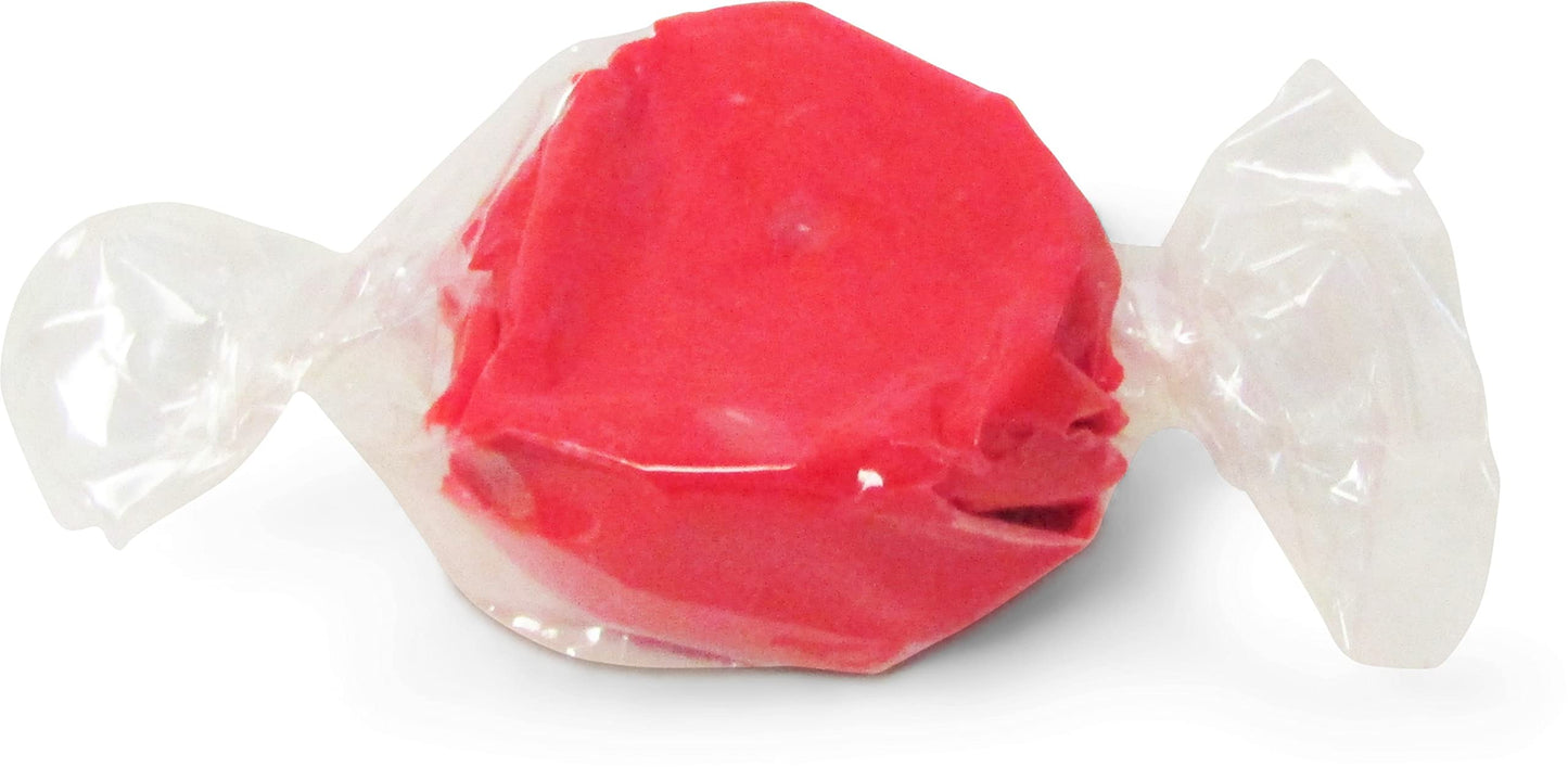 Cherry Red Taffy Chews by It's Delish, 18 Oz Jumbo Container - Individually Wrapped Gourmet Soft Fluff Taffy - Great Candy for Red Themed Parties, USA