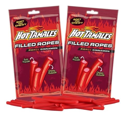 Swirlee Hot Tamale Ropes Candy, Cinnamon Chewy Candy Ropes, Sweet & Spicy Cinnamon Flavor, Individually Wrapped, 3 oz Bags (2-Pack)