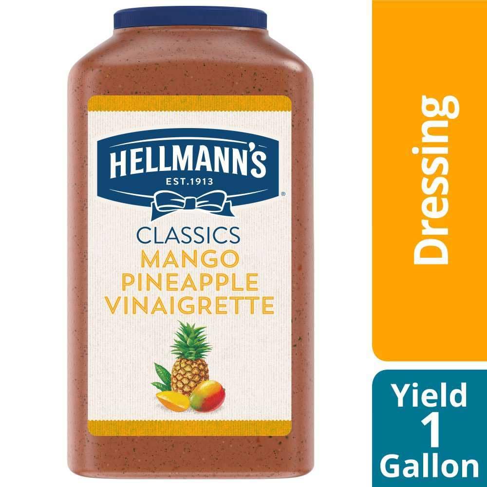 Hellmann's Mango Pineapple Vinaigrette Salad Dressing Jug Gluten Free, No Artificial Flavors, Colors from Natural Sources, 1 gallon, Pack of 4
