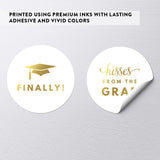 Andaz Press Chocolate Drop Labels Stickers Trio, Funny Graduation, Metallic Gold, 216-Pack, Fits Kisses Party Favors