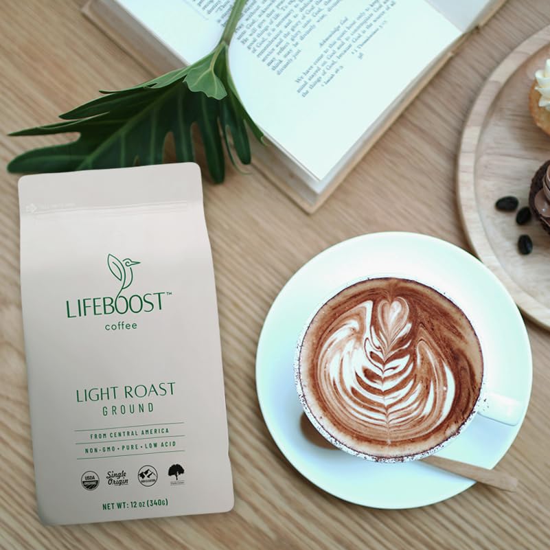 Lifeboost Light Roast Ground Coffee - Non-GMO Single Origin Low Acid Organic Light Roast Coffee - Third Party Tested For Mycotoxins & Pesticides