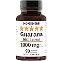 MONOHERB Guarana 10:1 Extract - 1000 mg per Serving - 90 Vegetarian Capsules - 45 Servings per Bottle