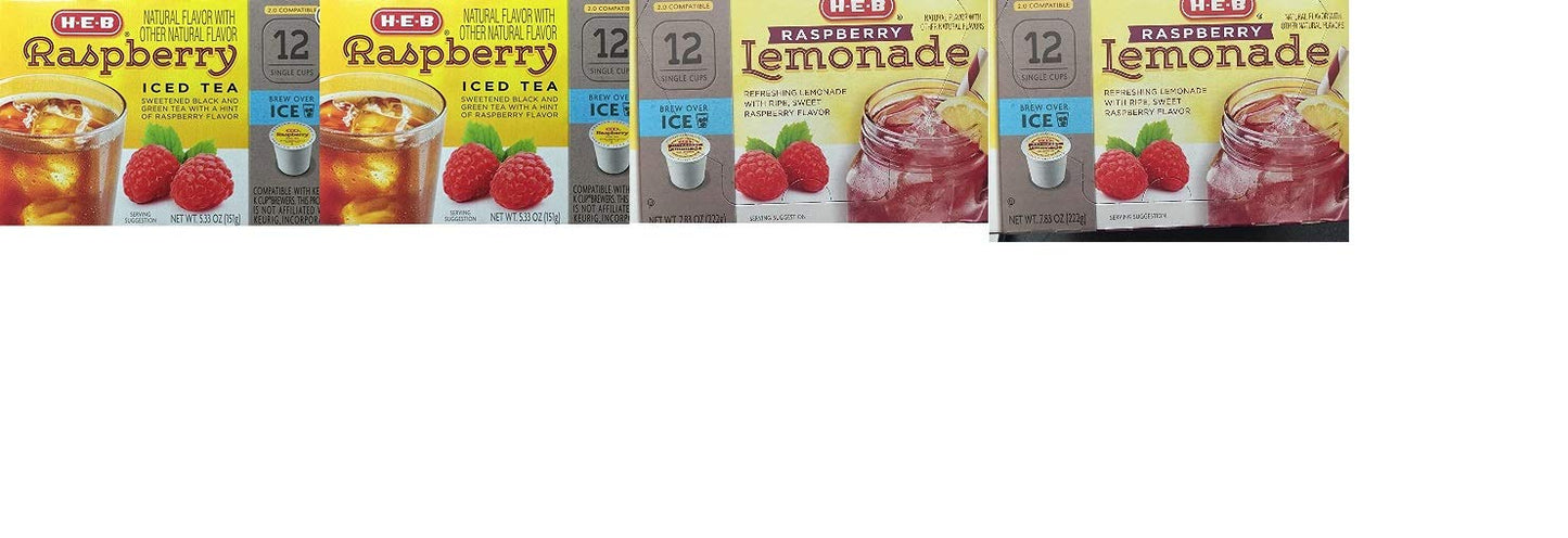 H-E-B Lemonade k-cup; 2.0 Compatible 4 Pack (2 Raspberry and 2 Raspberry Lemonade)12 ct each