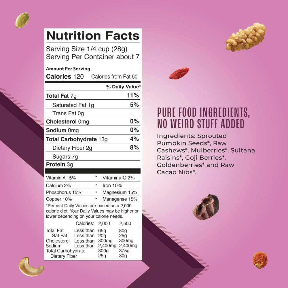 Living Intentions Organic Wild Berry Trail Mix - NonGMO - Gluten Free - Vegan - Paleo - 7 Oz
