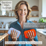 Certain Leaf Kitchen Dish Sponge Set, Dual Sided with Rayon derived from Bamboo and Mesh, Non Scratch Kitchen Cleaning Sponge Extra Absorbent Dish