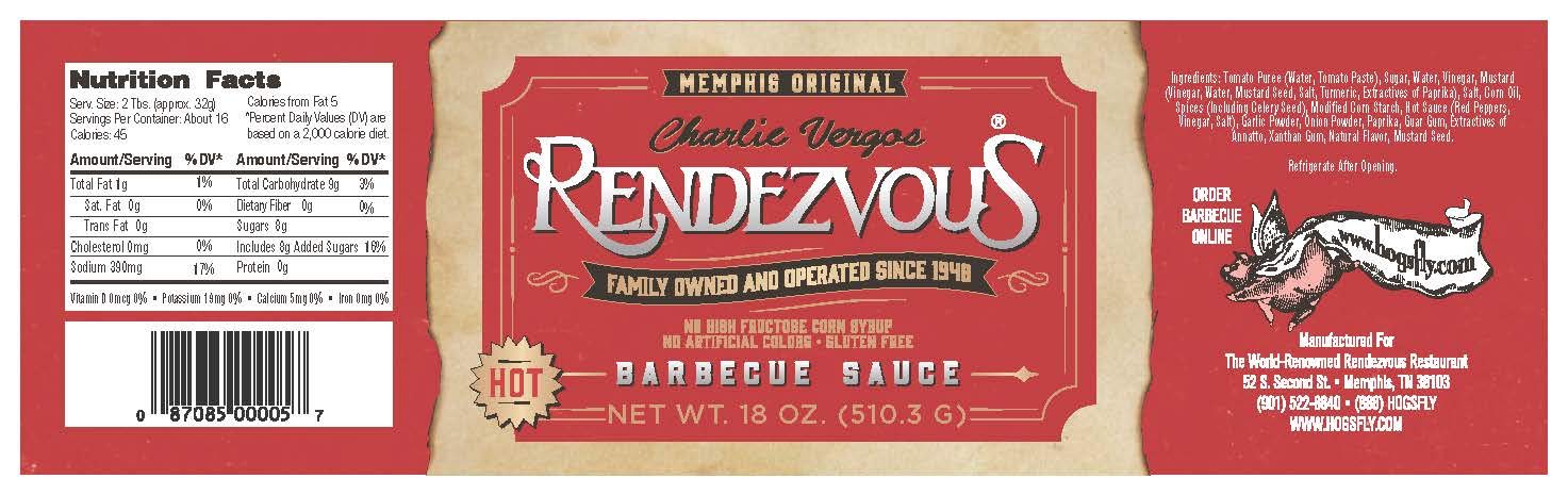 Charlie Vergos Rendezvous - Original and Hot BBQ Sauce Combo Pack (1lb 2oz (510g) Each)