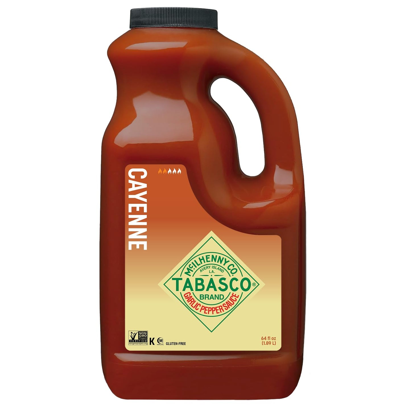TABASCO Brand Cayenne Garlic Pepper Sauce, Mild Hot Sauce, Bulk Plastic Jug, Smoky & Zesty Blend with Savory Garlic, Perfect for Large Recipes, Great