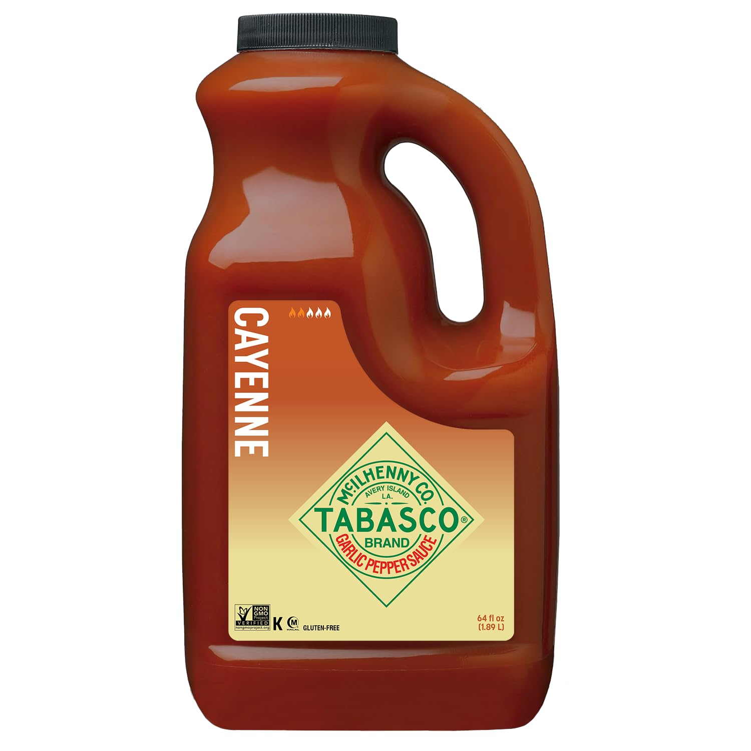 TABASCO Brand Cayenne Garlic Pepper Sauce, Mild Hot Sauce, Bulk Plastic Jug, Smoky & Zesty Blend with Savory Garlic, Perfect for Large Recipes, Great