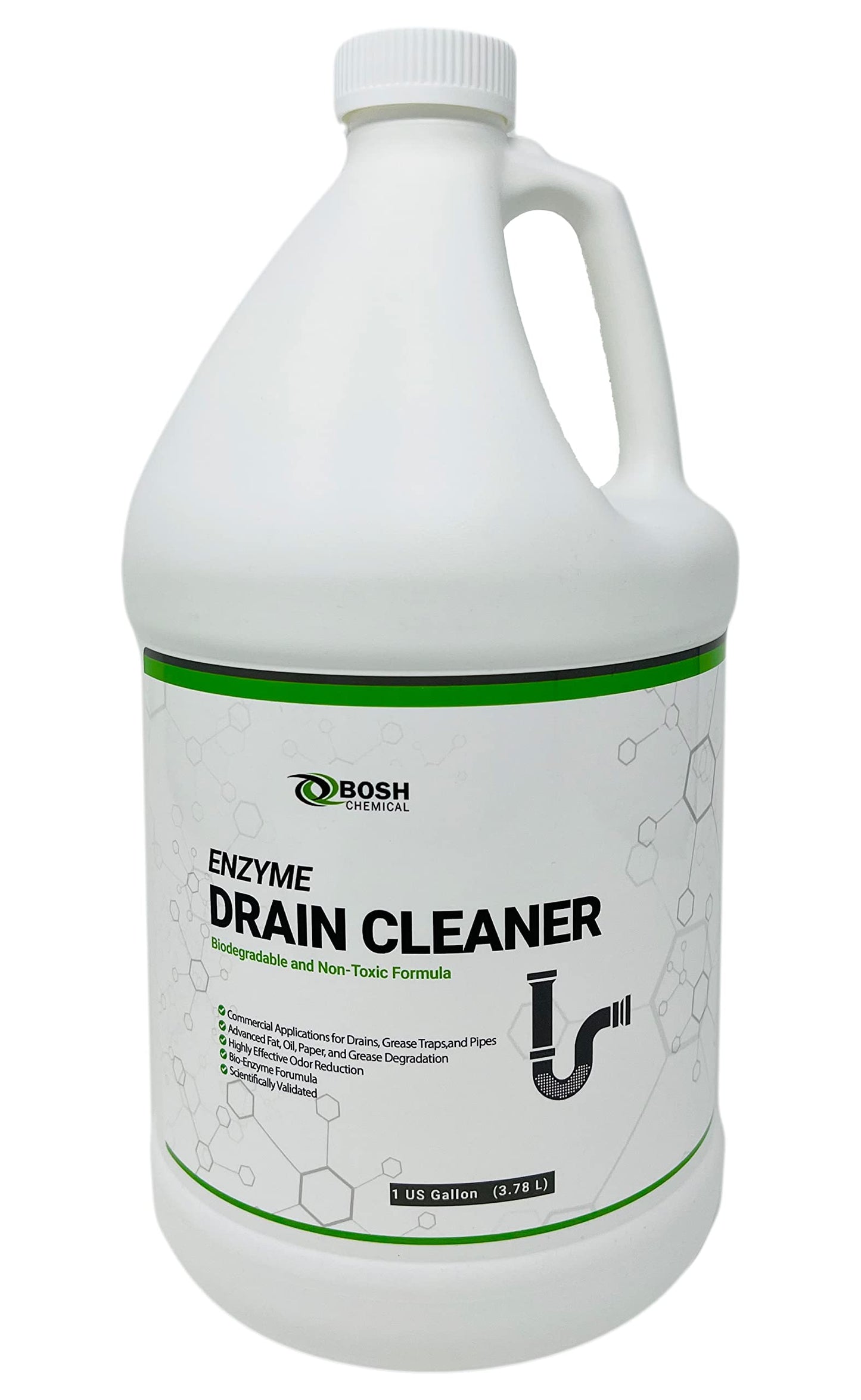 Bosh Chemical Enzyme Drain Cleaner | Attacks Grease, Fats, and Paper Buildup in Drains, Septic Tanks, Grease Traps, Pipes | Odor Control (1 Gallon)