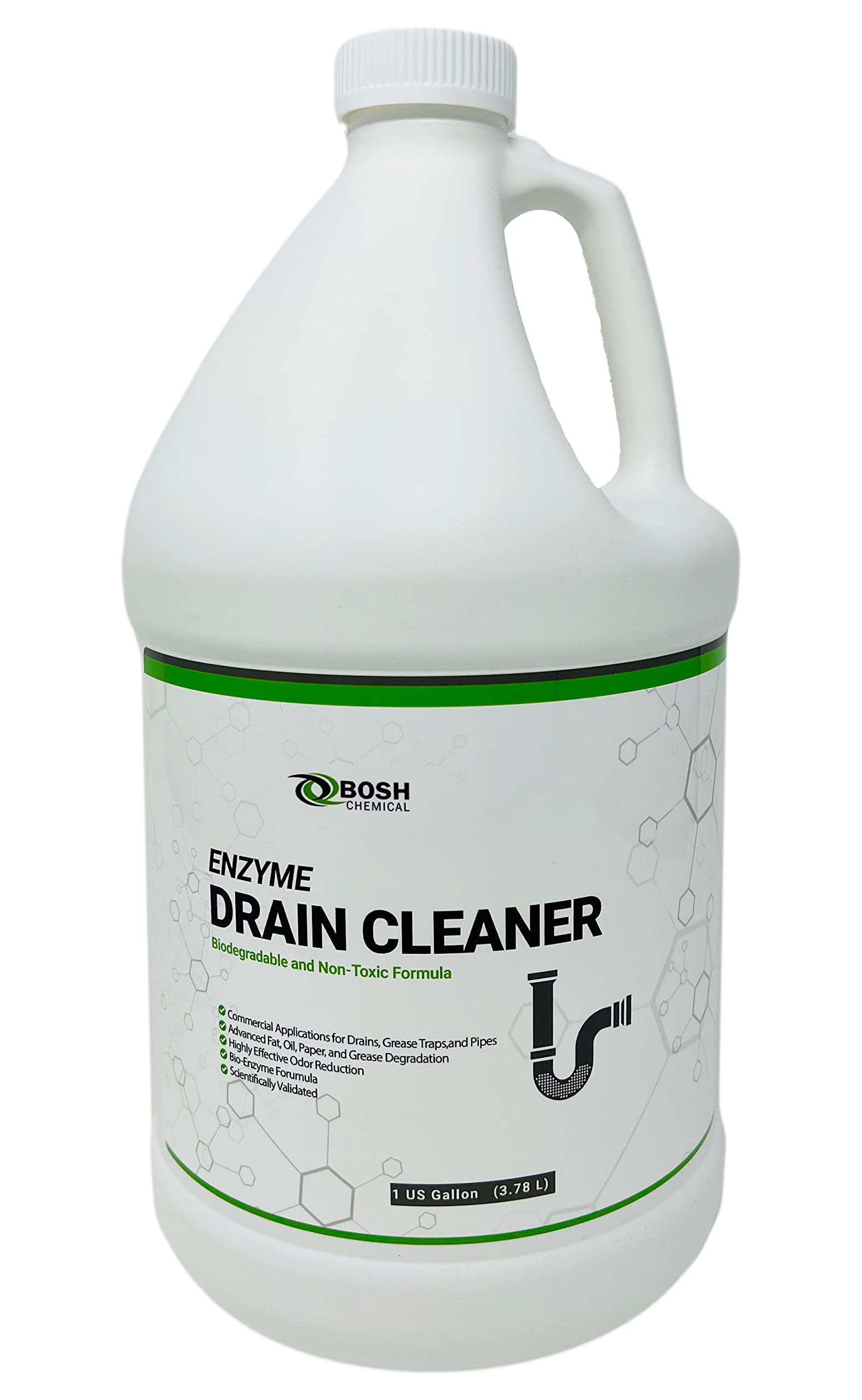 Bosh Chemical Enzyme Drain Cleaner | Attacks Grease, Fats, and Paper Buildup in Drains, Septic Tanks, Grease Traps, Pipes | Odor Control (1 Gallon)