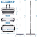 Flat Mop and Bucket Set with Heavy Duty Scrub Brush, 2 Washable Reusable Microfiber Pads, for Tile Hardwood, Wall Cleaning, Home Indoor or Outdoor
