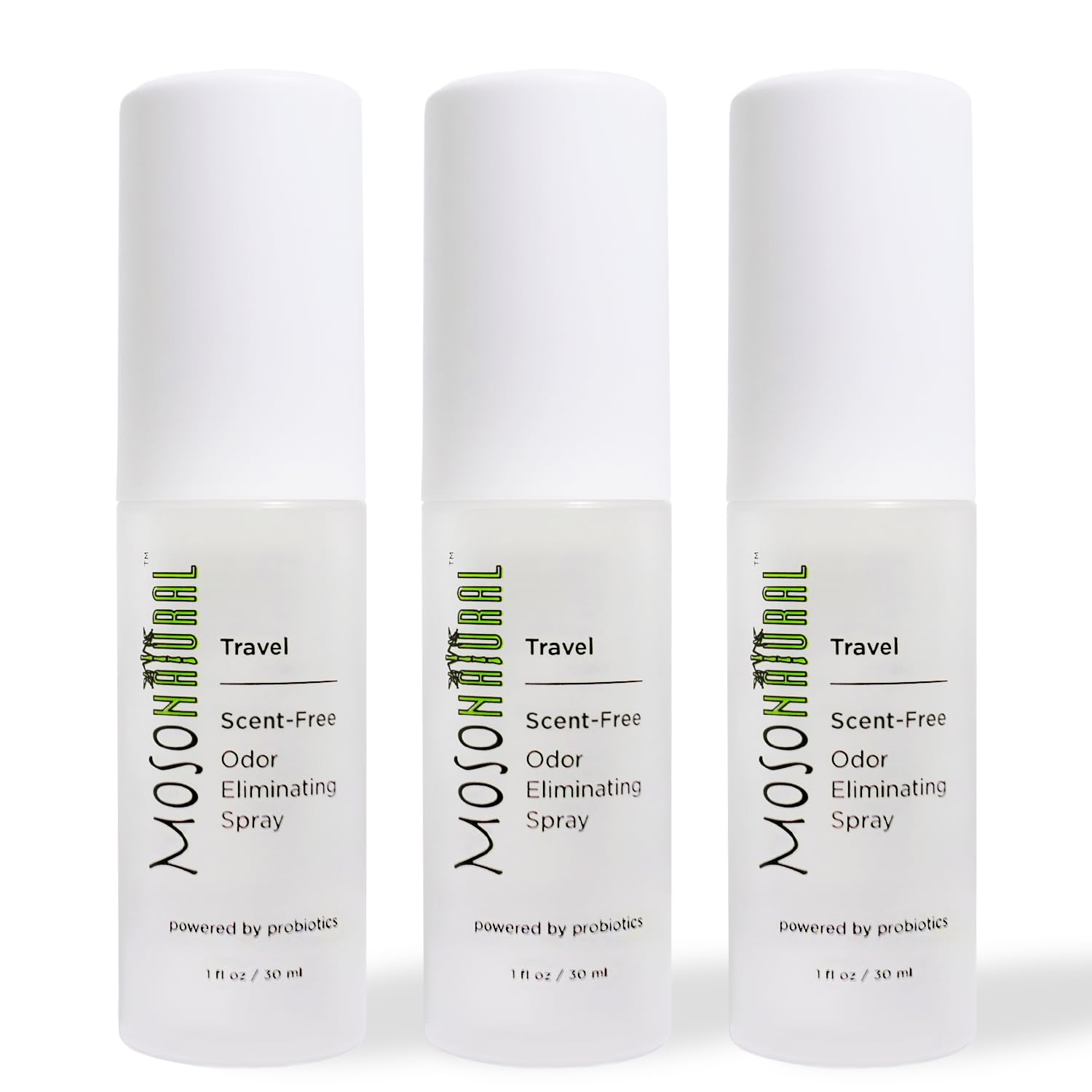Moso Natural Scent-Free Travel Size Air Freshener Spray (3 Pack) An Unscented Travel-Size Odor Eliminator. 30ml