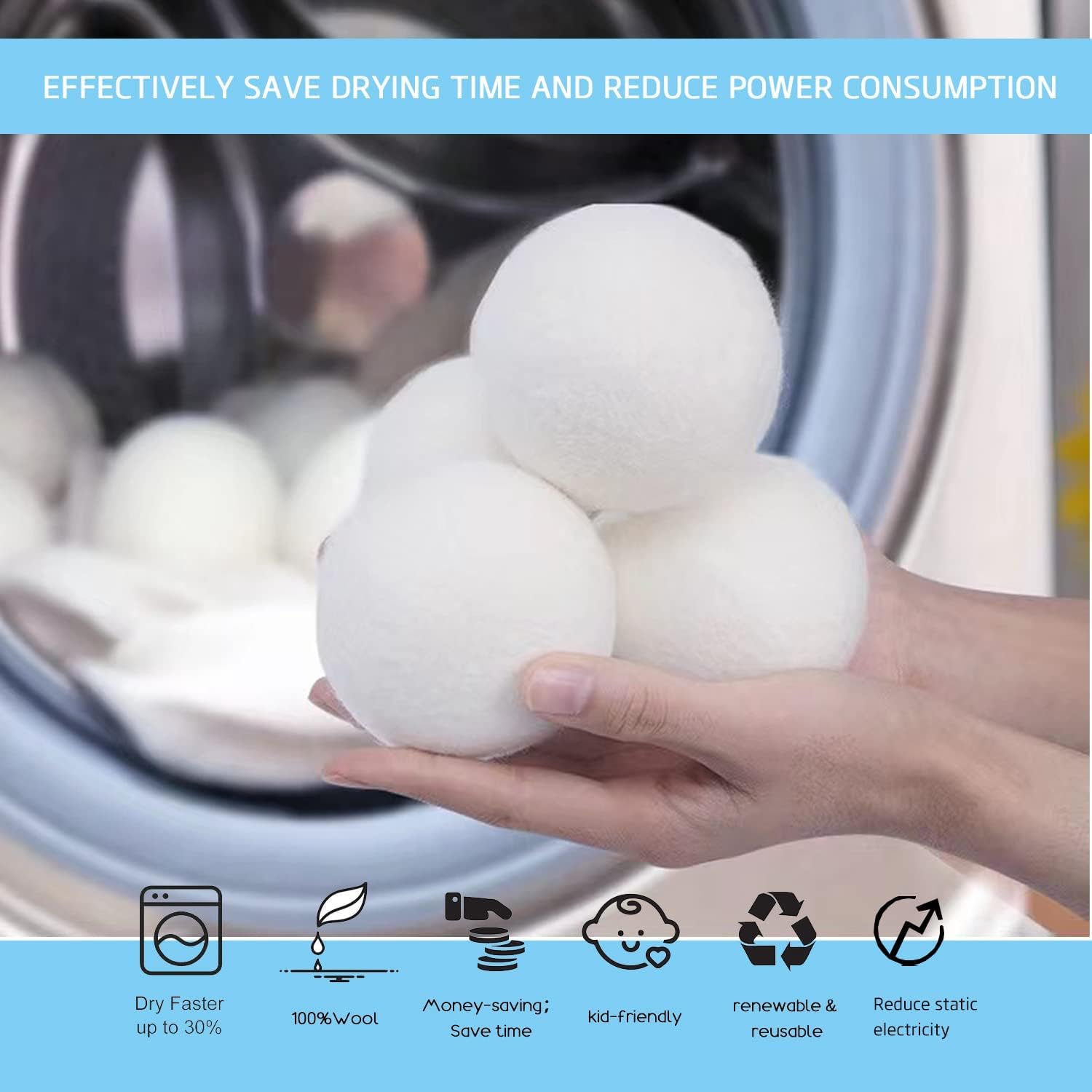 Premium XL Wool Dryer Balls 6-Pack | 100% Organic New Zealand Wool, Handcrafted, Reusable for 1,000+ Loads | Eco-Friendly Fabric Softener, Wrinkle