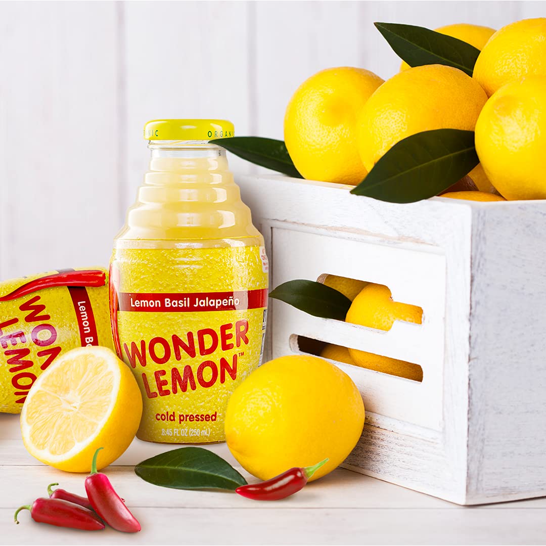 Wonder Lemon Organic Lemon Basil Jalapeno Cold Pressed Juice, 8.45oz (6 Pack)