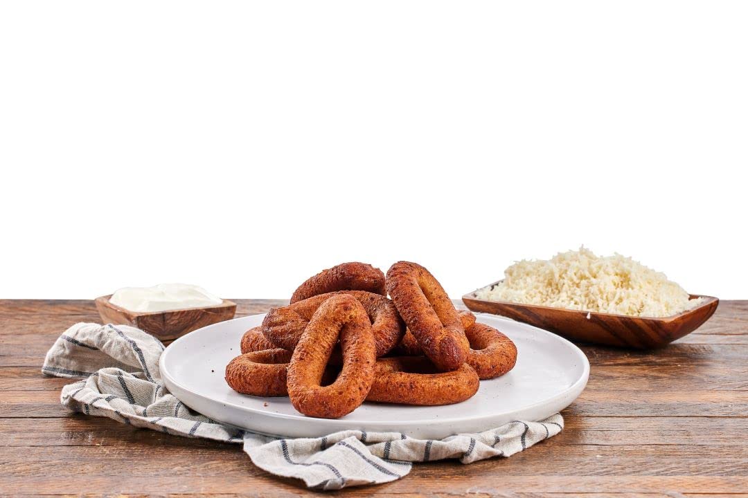 DELE FOOD Mandocas, Four Bags 96 oz - Frozen Plantain and Cornmeal Rings Made with a Traditional Venezuelan Recipe - Pre Cooked and Ready to Heat in