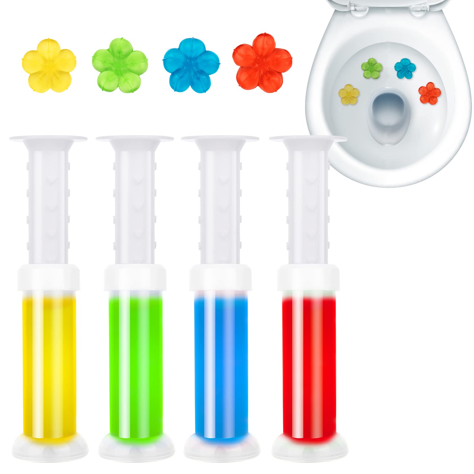 SINOKF Toilet Gel Stamp, 4Pcs/36 Count Flower Fragrance Bathroom Deodorizer Bowl Cleaner Toilet Jerry