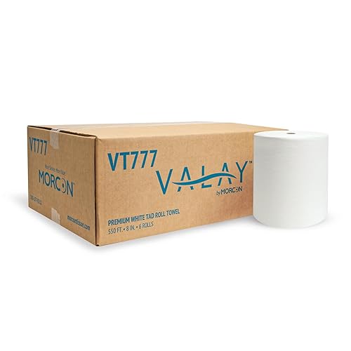 Valay by Morcon VT777 Valay Premium TAD Hardwound Roll Towels, 1-Ply, 8in. x 550 ft, White, 6 Count