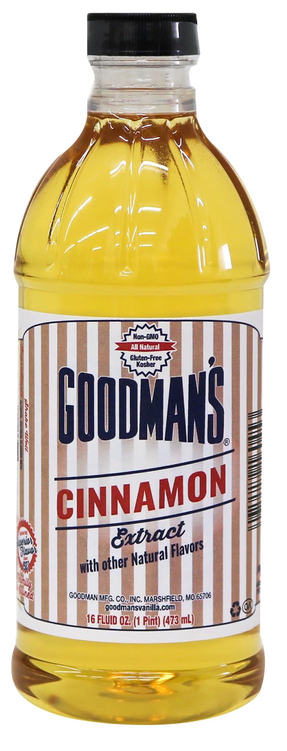 Goodman's Cinnamon Extract - Gluten-Free, Non-GMO, Kosher, Low Carb & Calorie, No Artificial Color - Rich Spicy Aroma for Baking & More - 1 Pint