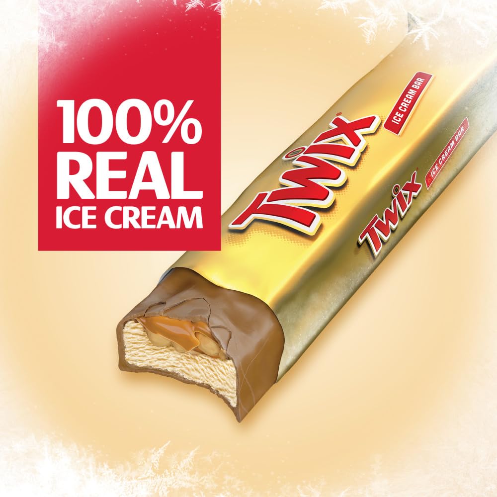 TWIX Ice Cream Bars Vanilla Caramel Chocolatey Cookie Dessert Bar Individually Wrapped, 6 Pack, 1.93 Oz Bars