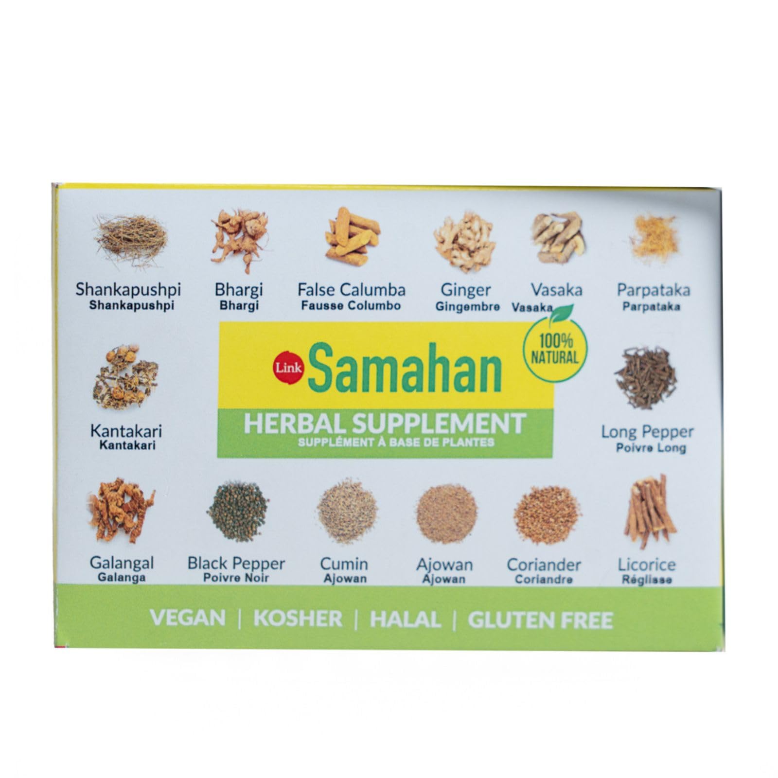 Link Natural Samahan Herbal Tea Packets - Authentic Ceylon Spiced Beverage for Daily Comfort, Caffeine-Free Hot Drink, 50 Count (200g)