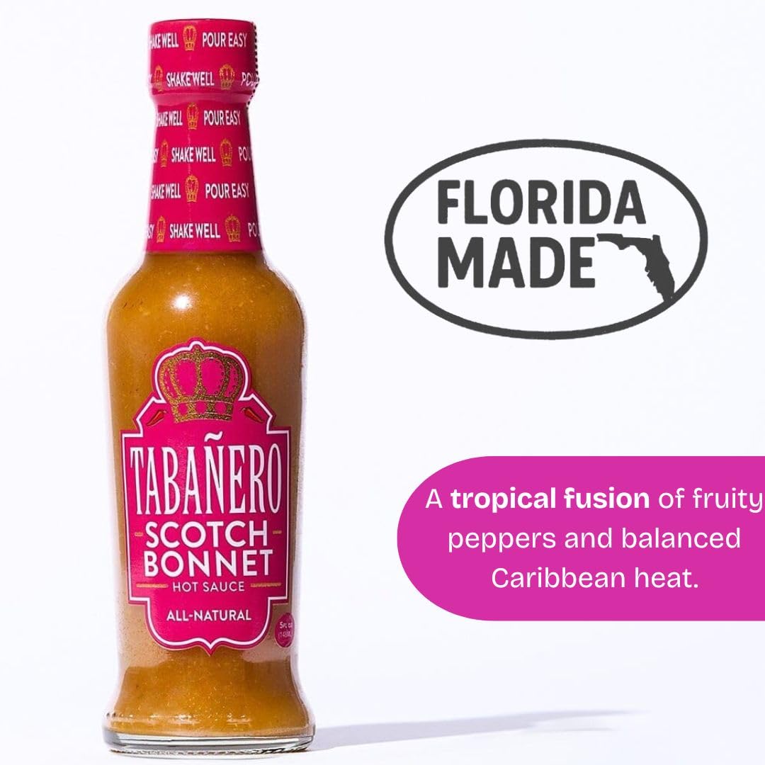Tabañero Scotch Bonnet Pepper Hot Sauce, All-Natural Gourmet, Bottle, 5 oz