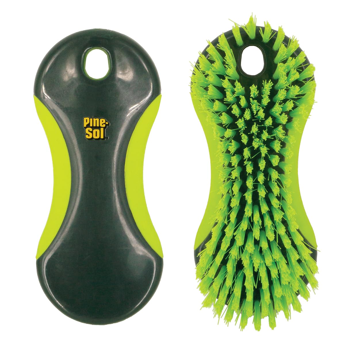 Pine-Sol Heavy Duty Scrub Brush - Multipurpose Cleaning Tool for Floors, Tubs, Sinks | Soft Comfort Grip with Flexible Stiff Bristles, Yellow, Green