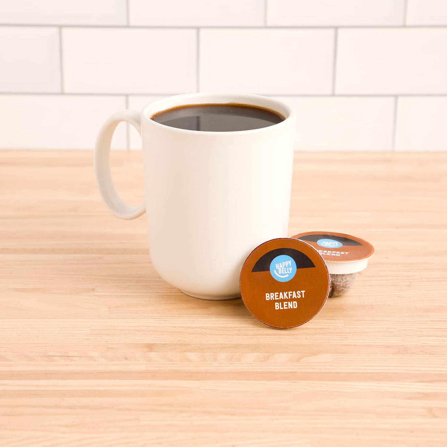 Amazon Brand - Happy Belly Breakfast Blend Compostable Coffee Pods, Light Roast, Compatible with K-Cup Brewer, 96 Count