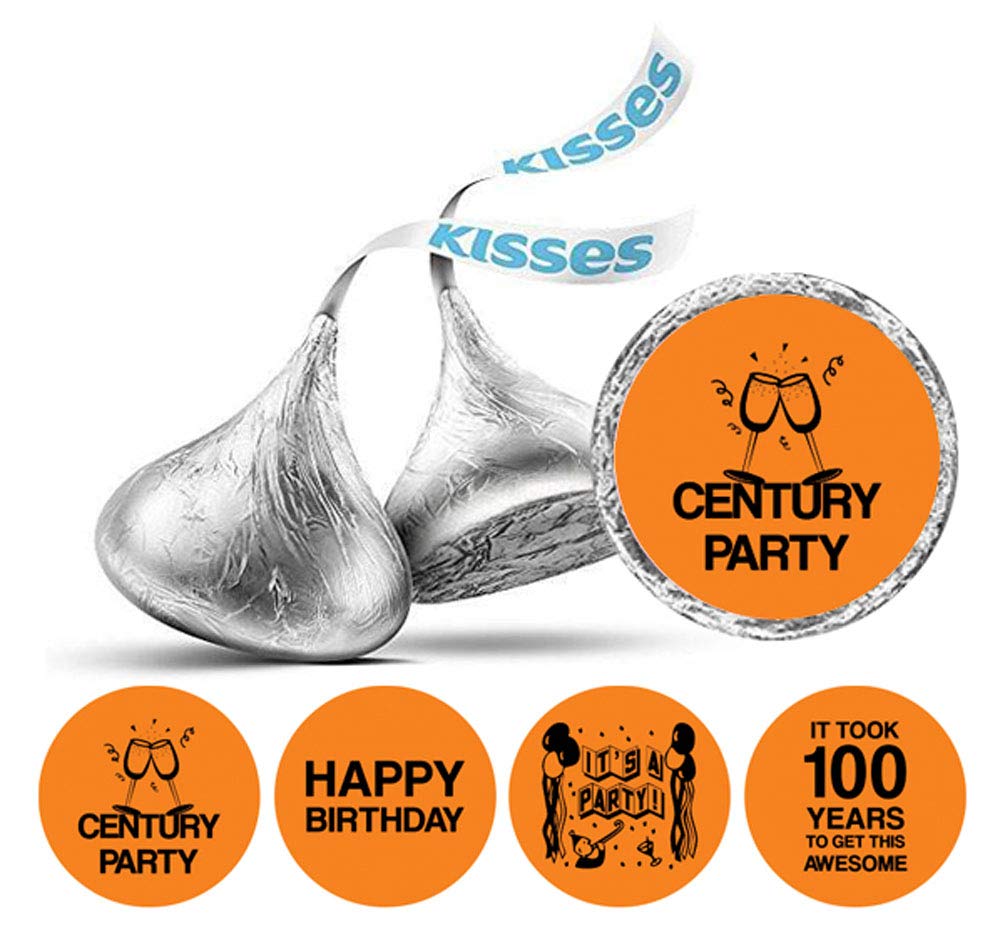 Darling Souvenir 190 Pieces Orange Birthday Party Chocolate Drop Labels Stickers - Self-Adhesive Mini Candy Wrappers for Decorations, Sweet Treat
