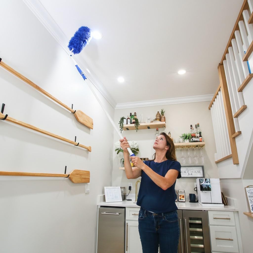 Unger Connect and Clean Dusting Kit with 4' Steel Pole, Features Microfiber Duster, Cobweb and Corner Duster and Microfiber Feather Duster