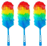 Tockrop 3 Pack Upgrade 19” Rainbow Static Feather Duster with Beandable and Washable Head - More Fibers Bigger Head Less Loss of Fiber