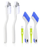 Asltw Small Scrub Brush Set, 6 pcs Cleaning Brush for Window Tracks, Grout, Corners and Crevices, Angled Bristles for Deep Cleaning, Multi Purpose