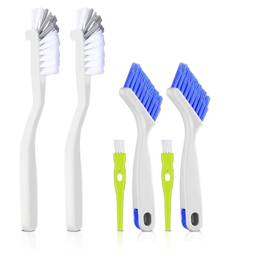Asltw Small Scrub Brush Set, 6 pcs Cleaning Brush for Window Tracks, Grout, Corners and Crevices, Angled Bristles for Deep Cleaning, Multi Purpose