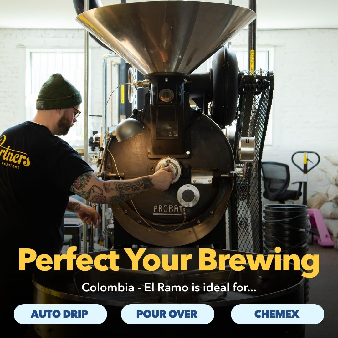 PARTNERS COFFEE ROASTERS - Whole Bean Coffee (El Ramo - Colombian, Light Roast) 12oz - Sweet Colombian Blend - Whole Coffee Beans - Lab Tested