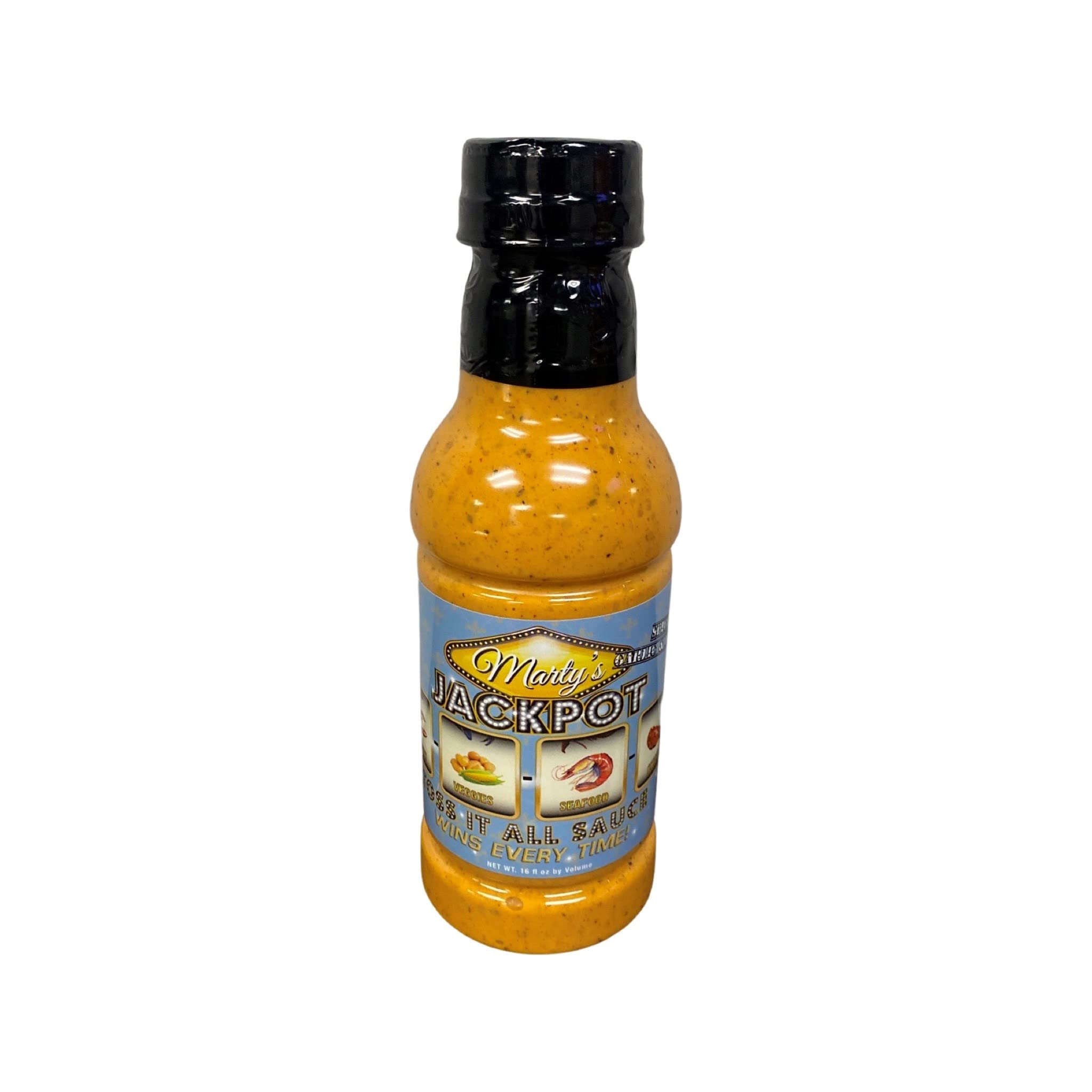 Marty’s Jackpot Spicy Garlic & Lemon Toss It All Sauce - Delicious Flavor, First Ever toss sauce brought to the market for Crawfish, Veggies, Seafood