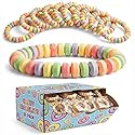 36-Pack Candy Bracelets for Kids 2.5 Inch - Individually Wrapped Bulk Novelty Candy - Stretchable Edible Fruit Flavor Rainbow Bracelets for Birthday